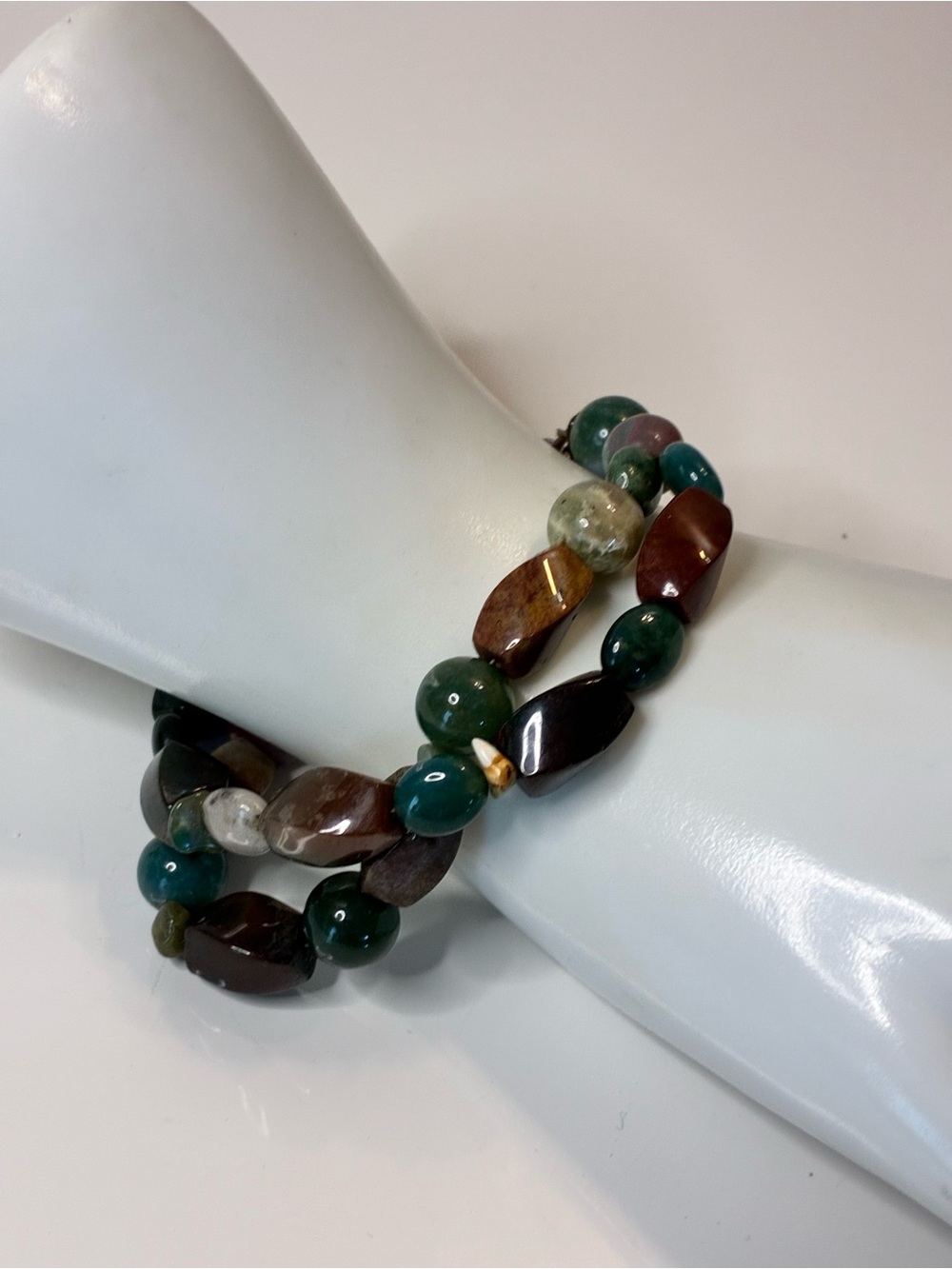 Beggars Style Multicolor Green and Brown Natural Gemstone Beaded Soft Bracelet